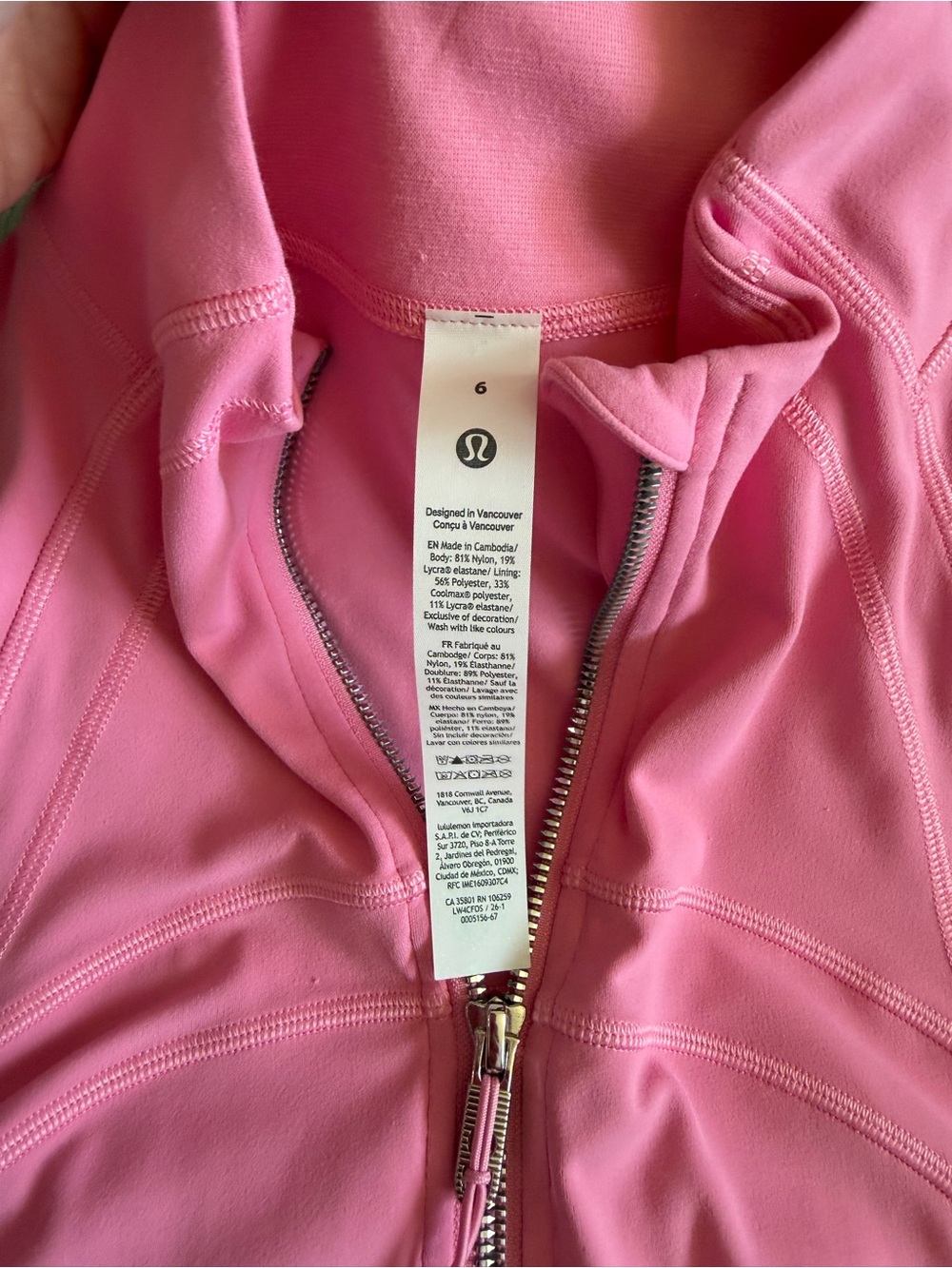 lululemon athletica Pink Nulu sz 6 Jacket Candy Cloud Silver Zipper Define - Picture 3 of 6